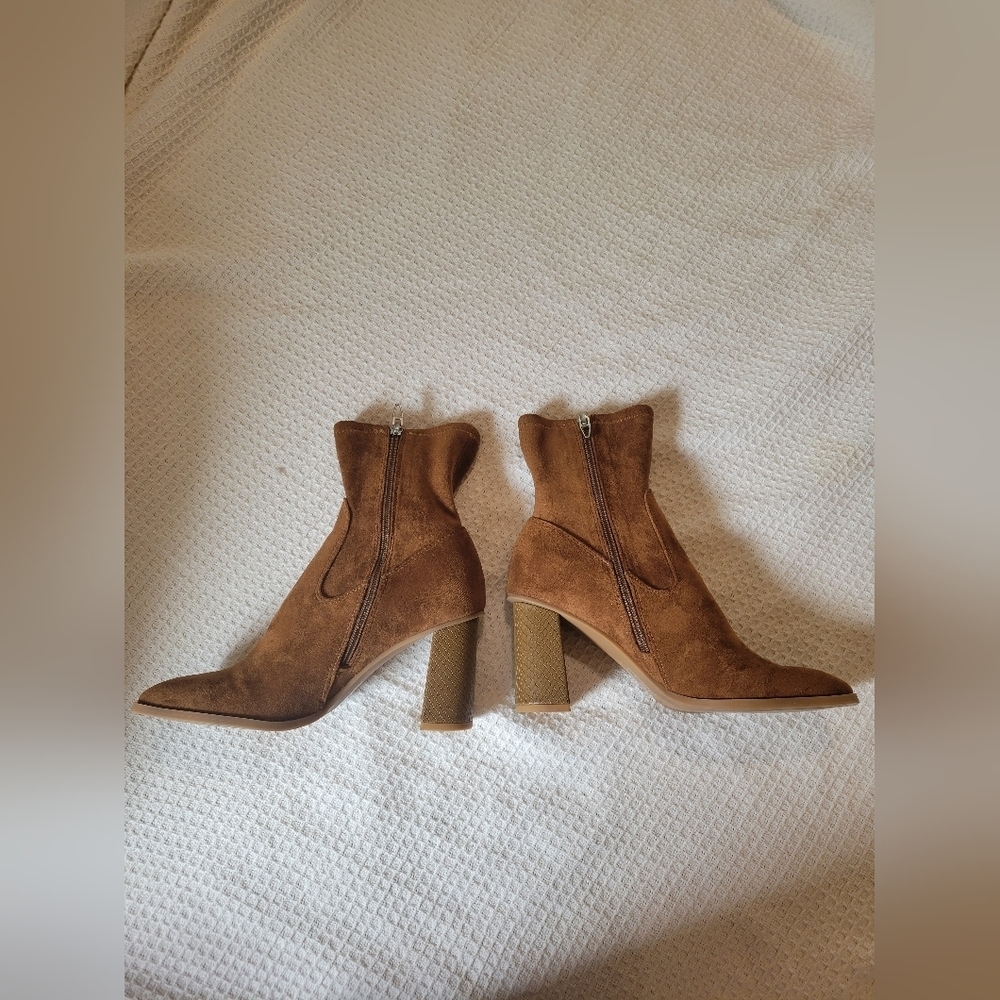 Dolce Vita Tan Suede Heeled Boots - Picture 8 of 10